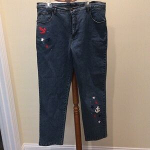 Vintage Gepetto women embroidered stars& anchor jeans